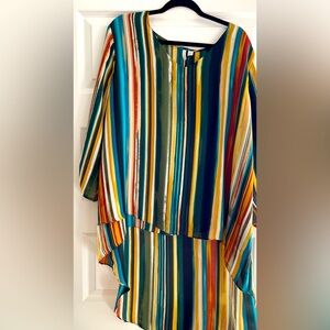 CATO Asymmetrical Knit 3/4 Sleeve Striped Blouse Size 22/24